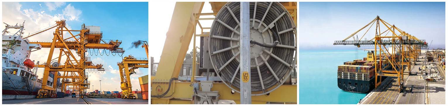 Port crane reeling and festoon cable applications at container terminals